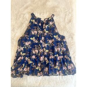 Planet Gold blue floral sleeveless t-shirt, size 3XL, new with tags